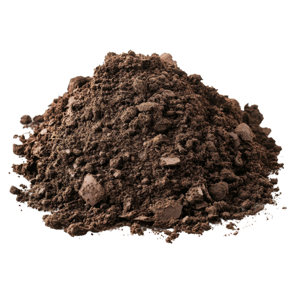 Natural soil isolated against a transparent background showcasing earthy textures and colors for educational use, soil isolated on transparent background png