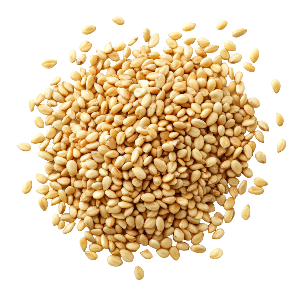 A pile of sesame seeds isolated on a transparent background, showcasing their small size and light color, sesame isolated on transparent background png