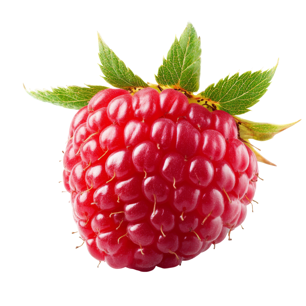 Solitary raspberry resting on a clean transparent background, showcasing its vibrant color and texture in natural lighting, Solitary raspberry isolated on transparent background png