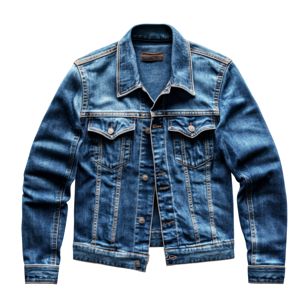 Slim fit jean jacket displayed on a transparent background for casual wardrobe styling and outfit inspiration, Jean Jacket slim fit isolated on transparent background png