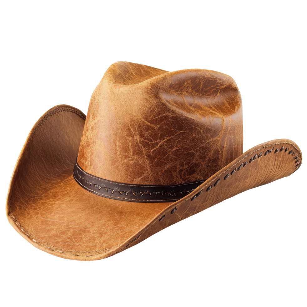 Cowboy hat in rich color resting on a clean transparent background showcasing its unique design and texture ideal for Western-themed attire, cowboy hat isolated on transparent background png