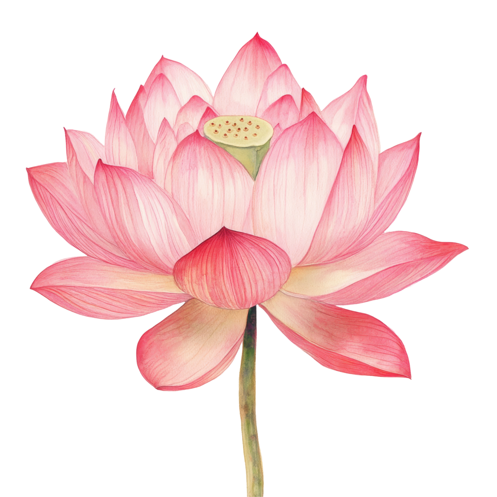 Delicate pink lotus flower blooming gracefully against a transparent background, showcasing natural beauty and serenity, pink lotus on transparent backgroundfile png