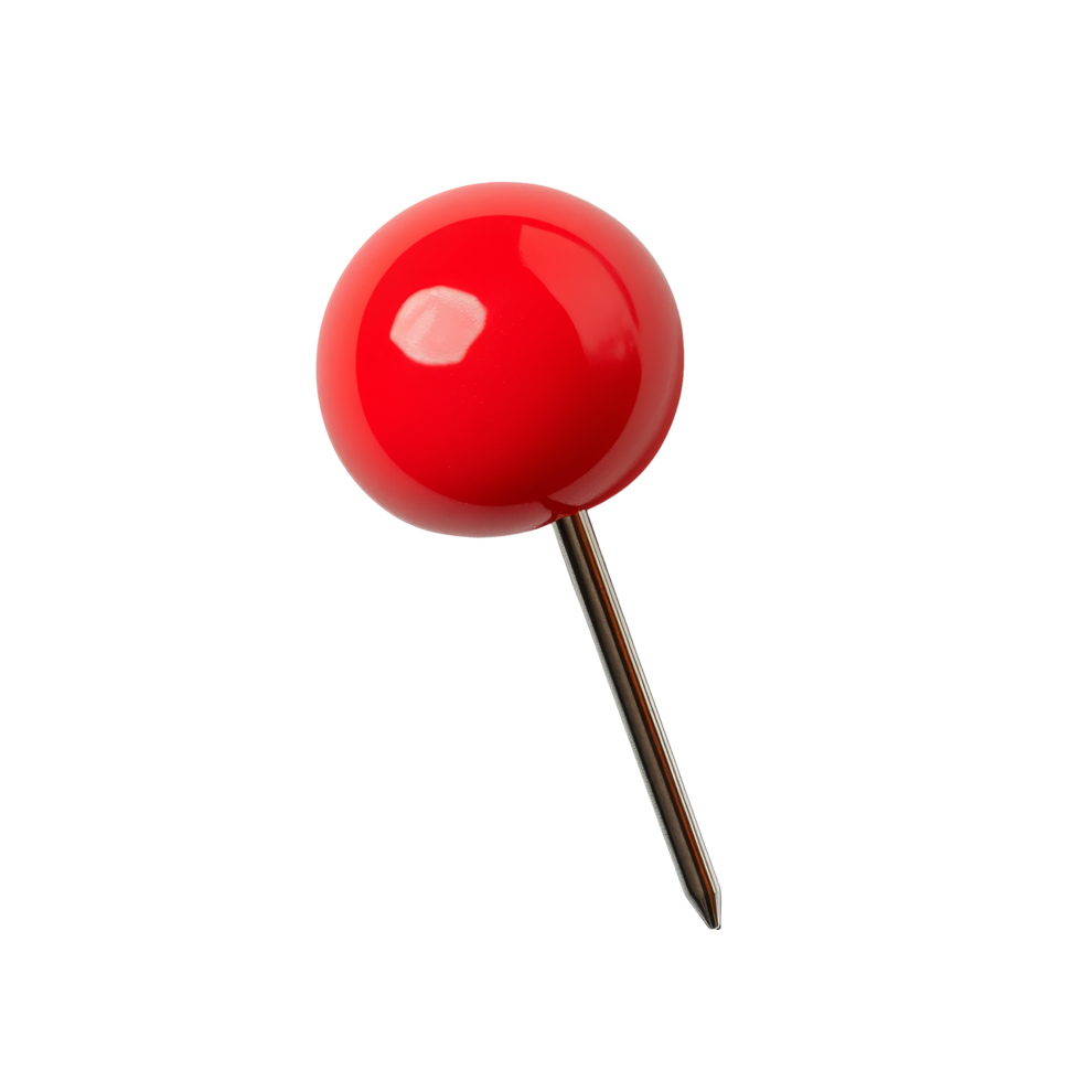 Red push pin isolated on a clean transparent background for office organization and note taking, red push pin isolated on transparent background png