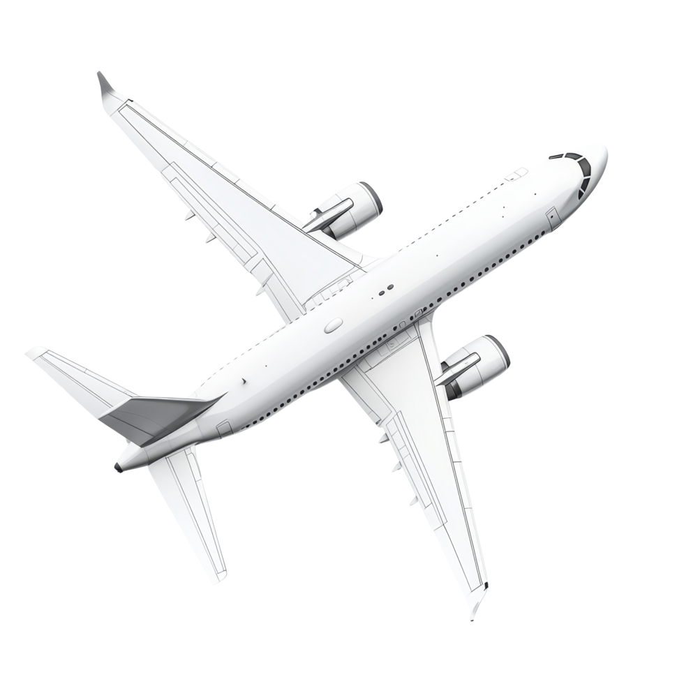 Isolated airplane rendering showcasing sleek design and aerodynamic features on a transparent background, Airplane isolated on transparent background 3D Rendering png