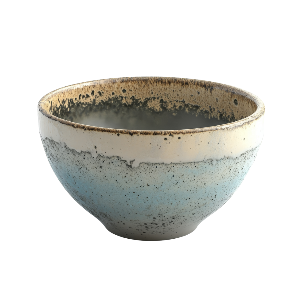 A beautifully crafted ceramic bowl with a unique glaze pattern isolated on a clean alpha layer background, Ceramic bowl isolated on alpha layer png