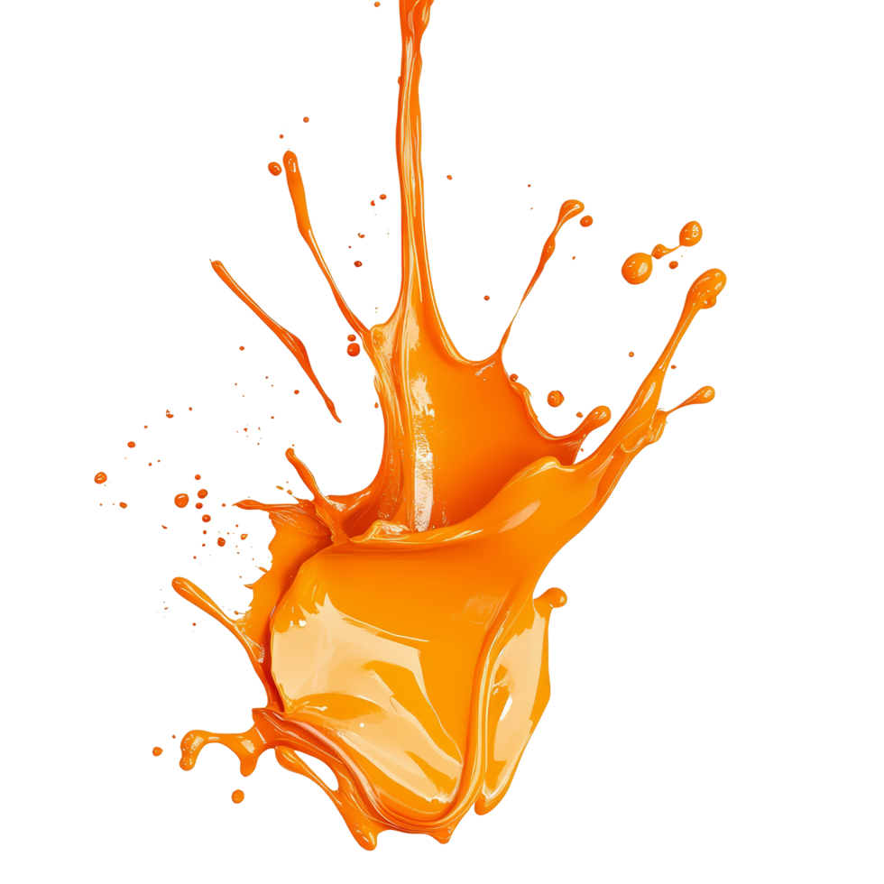Vibrant orange paint splash captured against a clean transparent background for artistic and design inspiration, the Orange paint splash isolated transparent background png