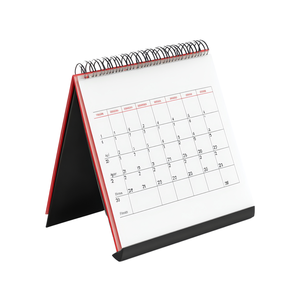 Table calendar for April displayed against a transparent background to enhance visibility and clarity for planning, table calendar 2025 april isolated on transparent background png