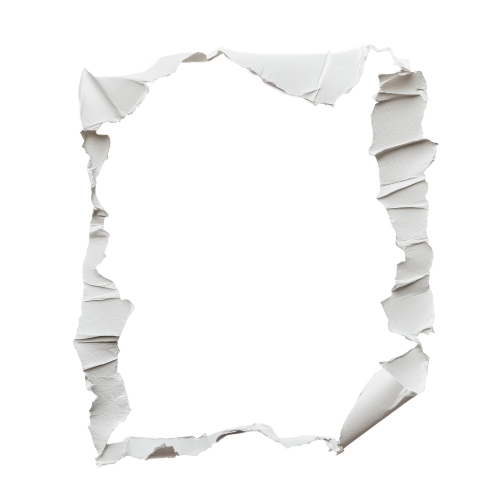 Torn pieces of paper arranged on a transparent background with a transparent hue, a sheet of paper torn to pieces on transparent backgroundfile png