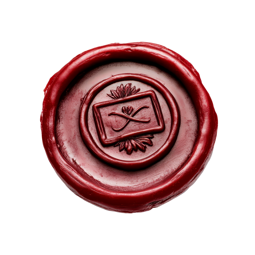 Red wax seal featuring the word approved, symbolizing authenticity and approval, Wax Seal with Approved Word Isolated Stock Illustration png