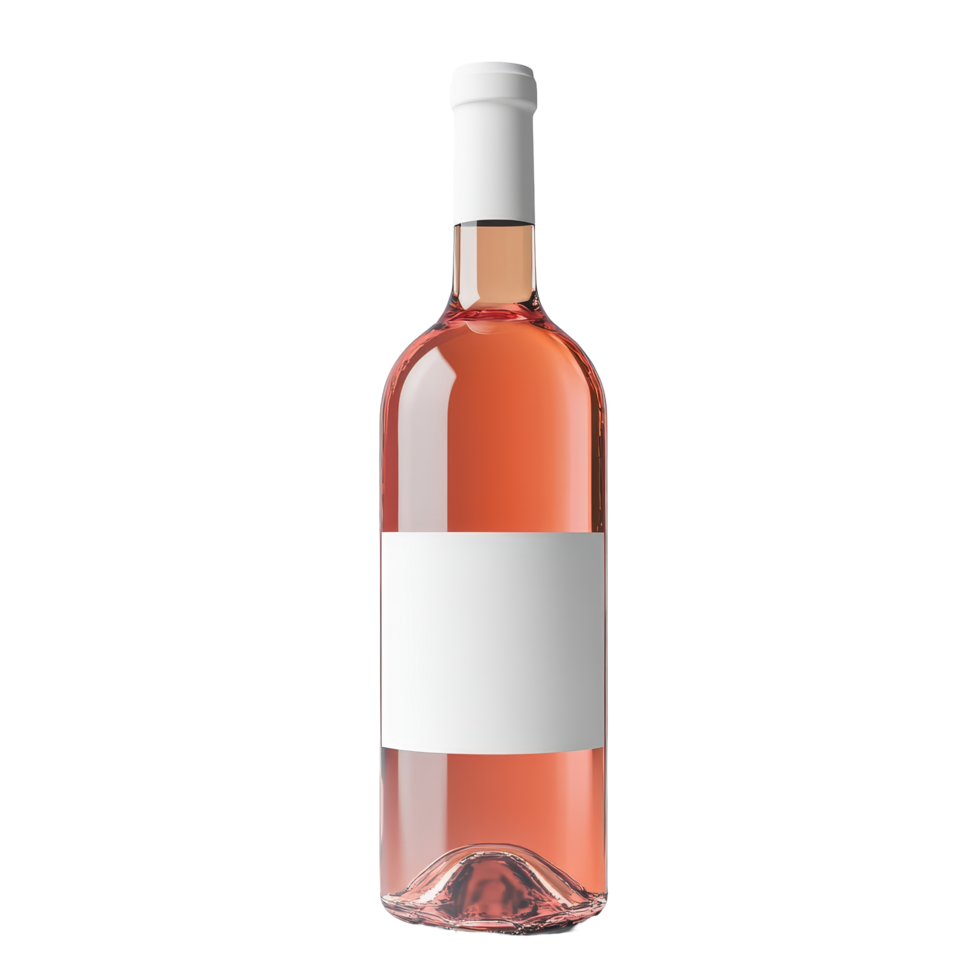 Elegant mockup of a wine bottle with a blank transparent label, perfect for branding design in a minimalist setting, wine bottle with emty transparent label for mockup, isolated transparent background png