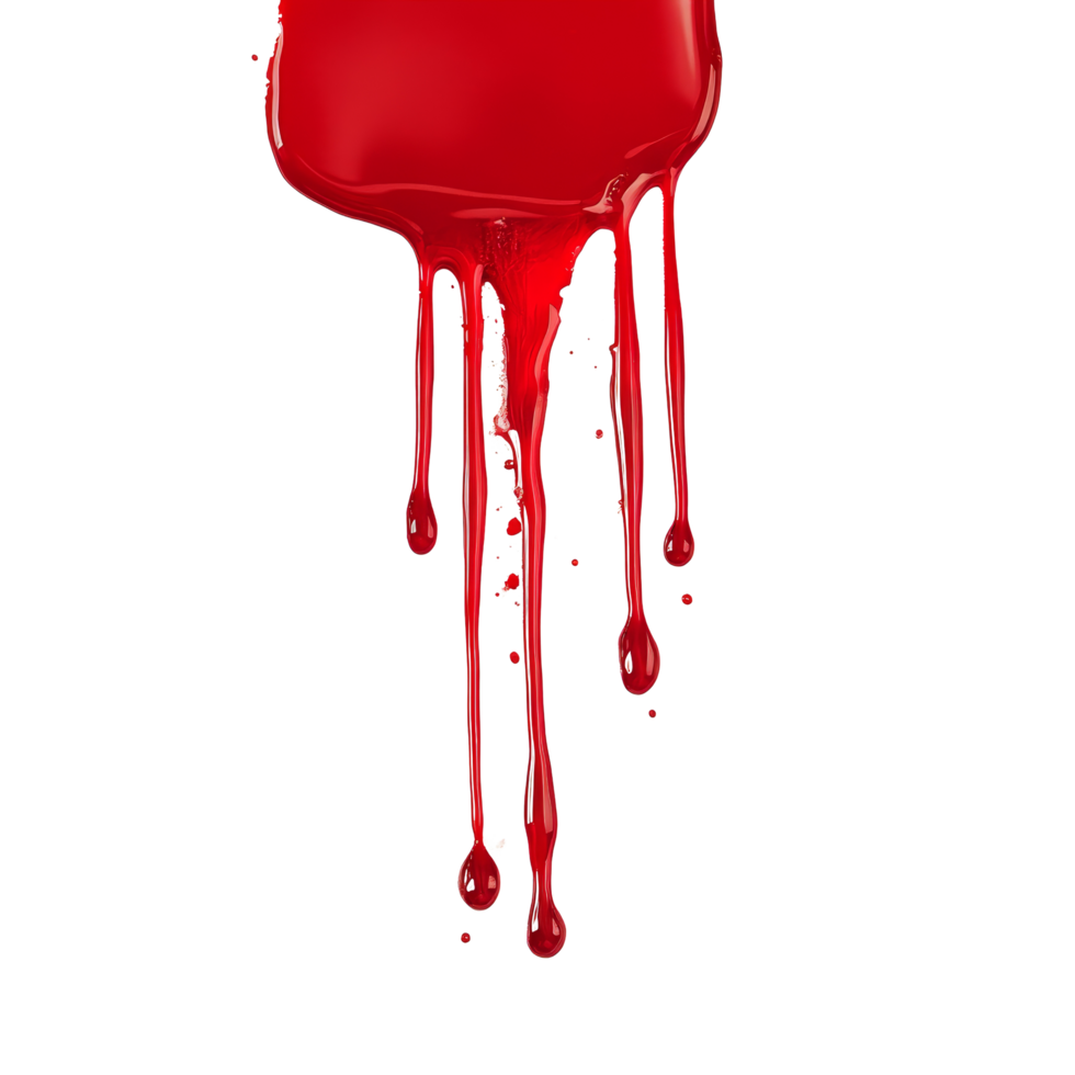 Blood dripping down against a stark transparent background creating a striking visual contrast, Blood Dripping On transparent background png