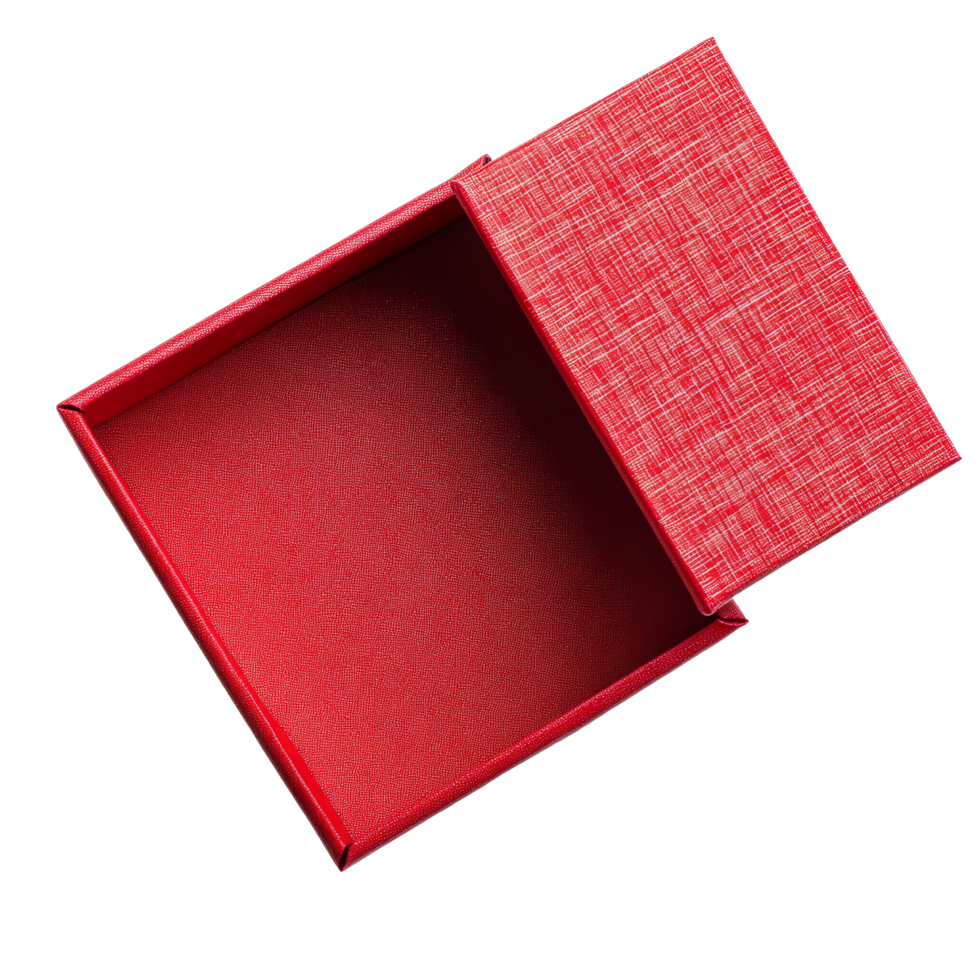 A vibrant red open gift box on a clean transparent background ready for presents and surprises, Red open gift box isolated on transparent background png
