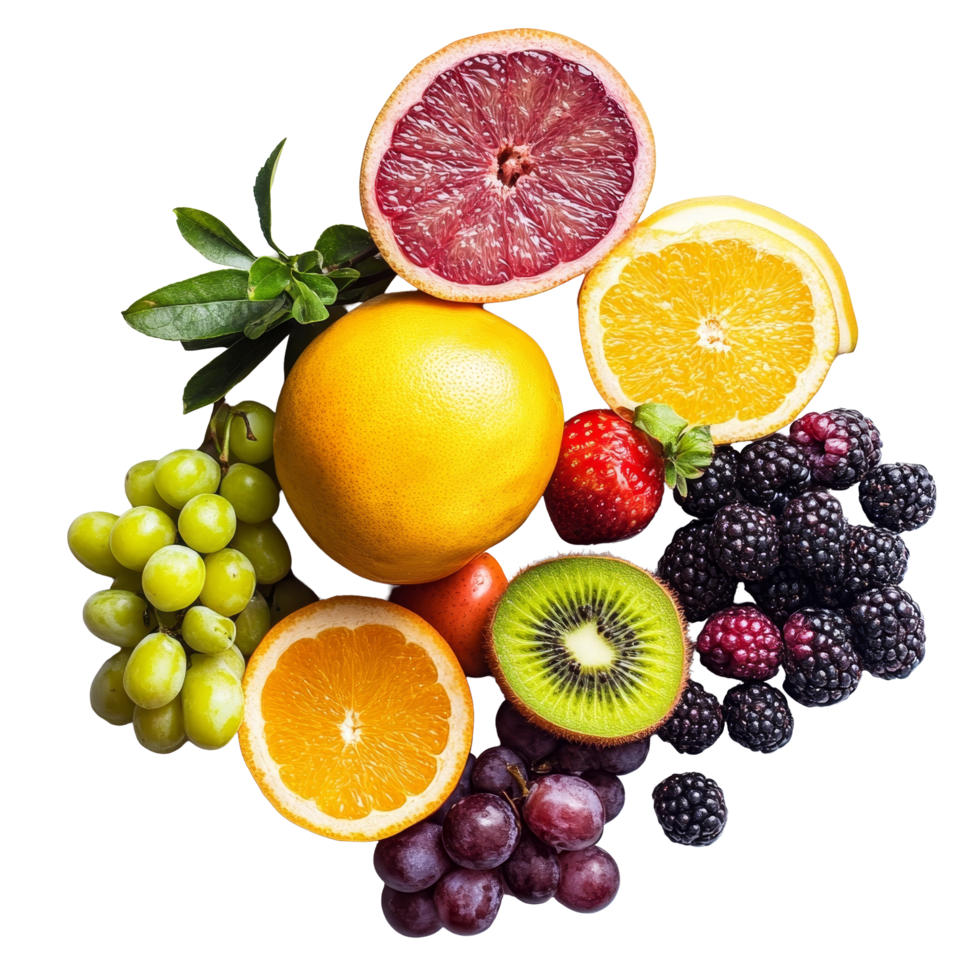 Vibrant assortment of fresh fruits on a transparent background, showcasing the colors and textures of nature's bounty, vegetables and fruits on transparent background png