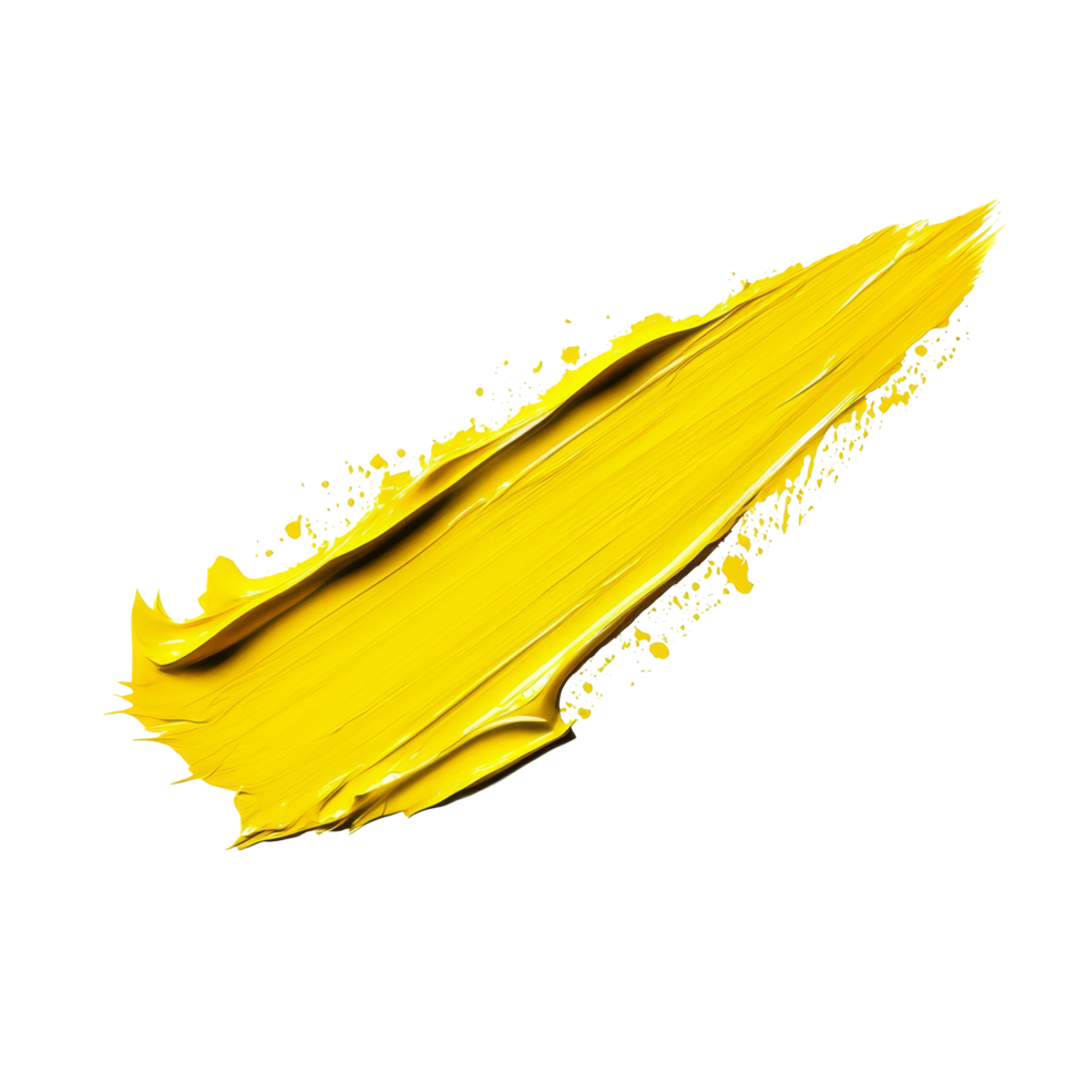 A vibrant yellow paint stroke isolated on a transparent background creating a striking visual contrast and artistic expression, yellow line stroke of paint isolated transparent background png