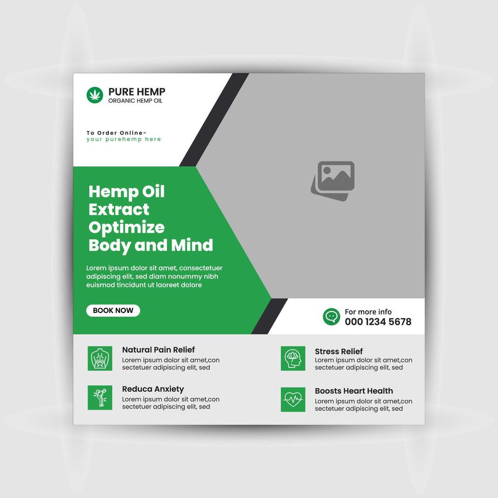 Hemp product social media post template design vector