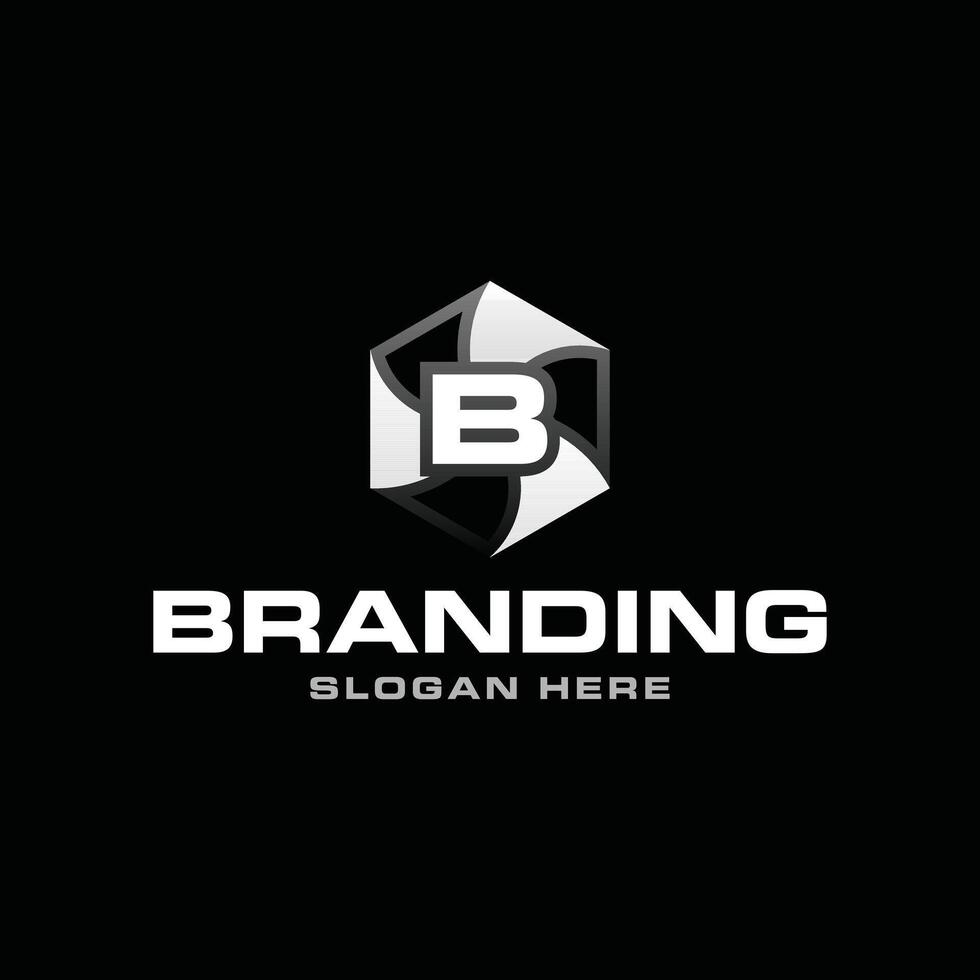 Letter B Hexagon Modern Geometric Simple Icon Creative Design Logo vector