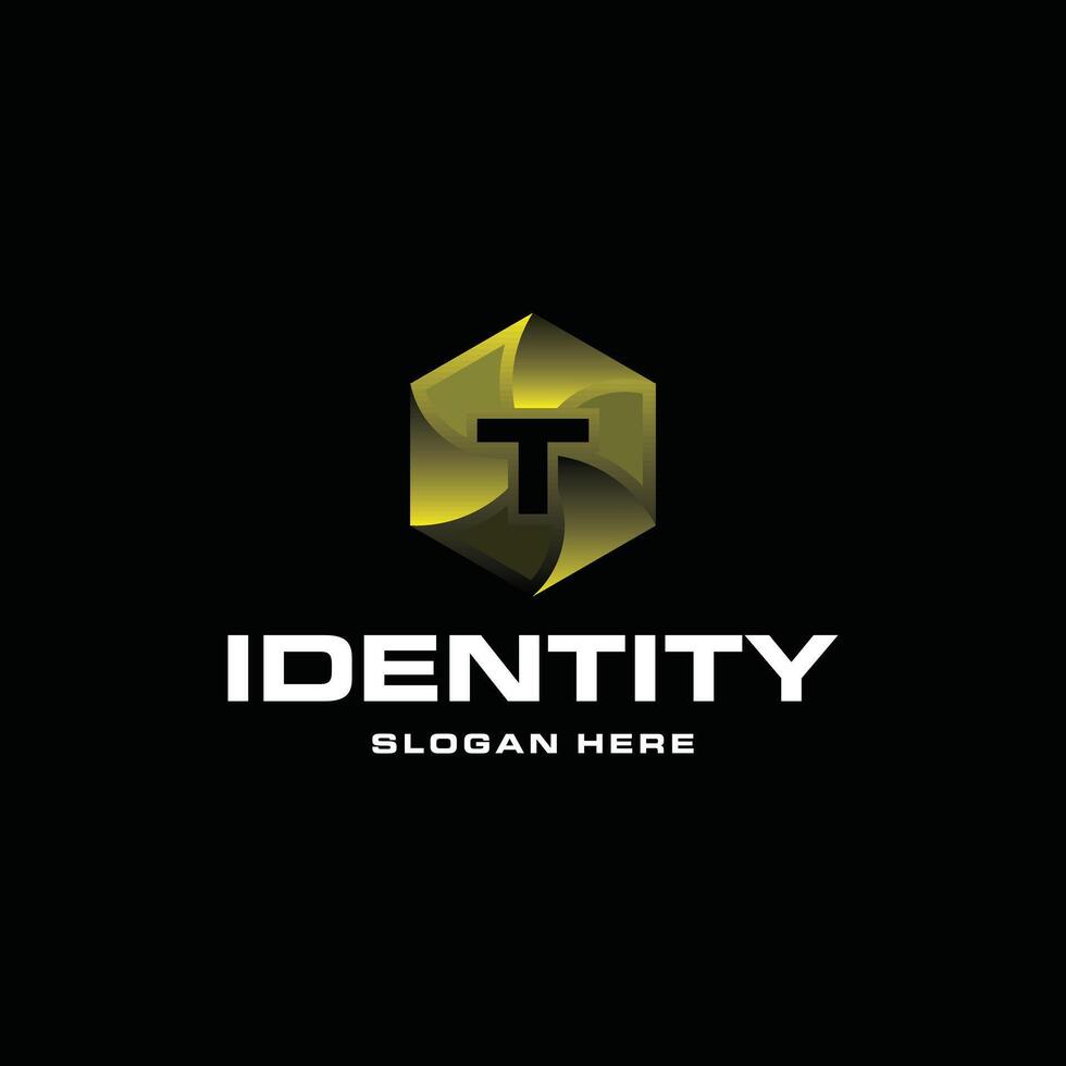 Letter T Modern Geometric Hexagon Technology Icon Creative Design Logo vector