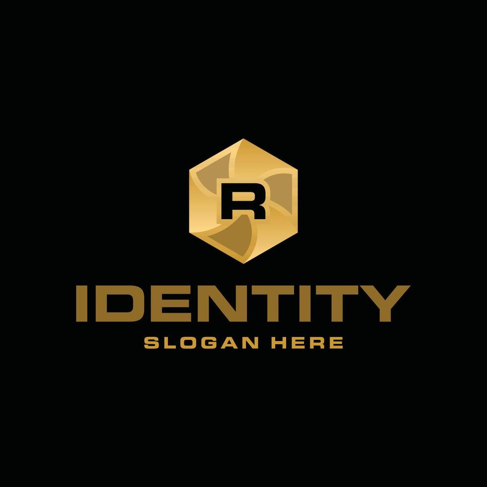 Letter R Hexagon Modern Geometric Creative Business Technology Logo vector