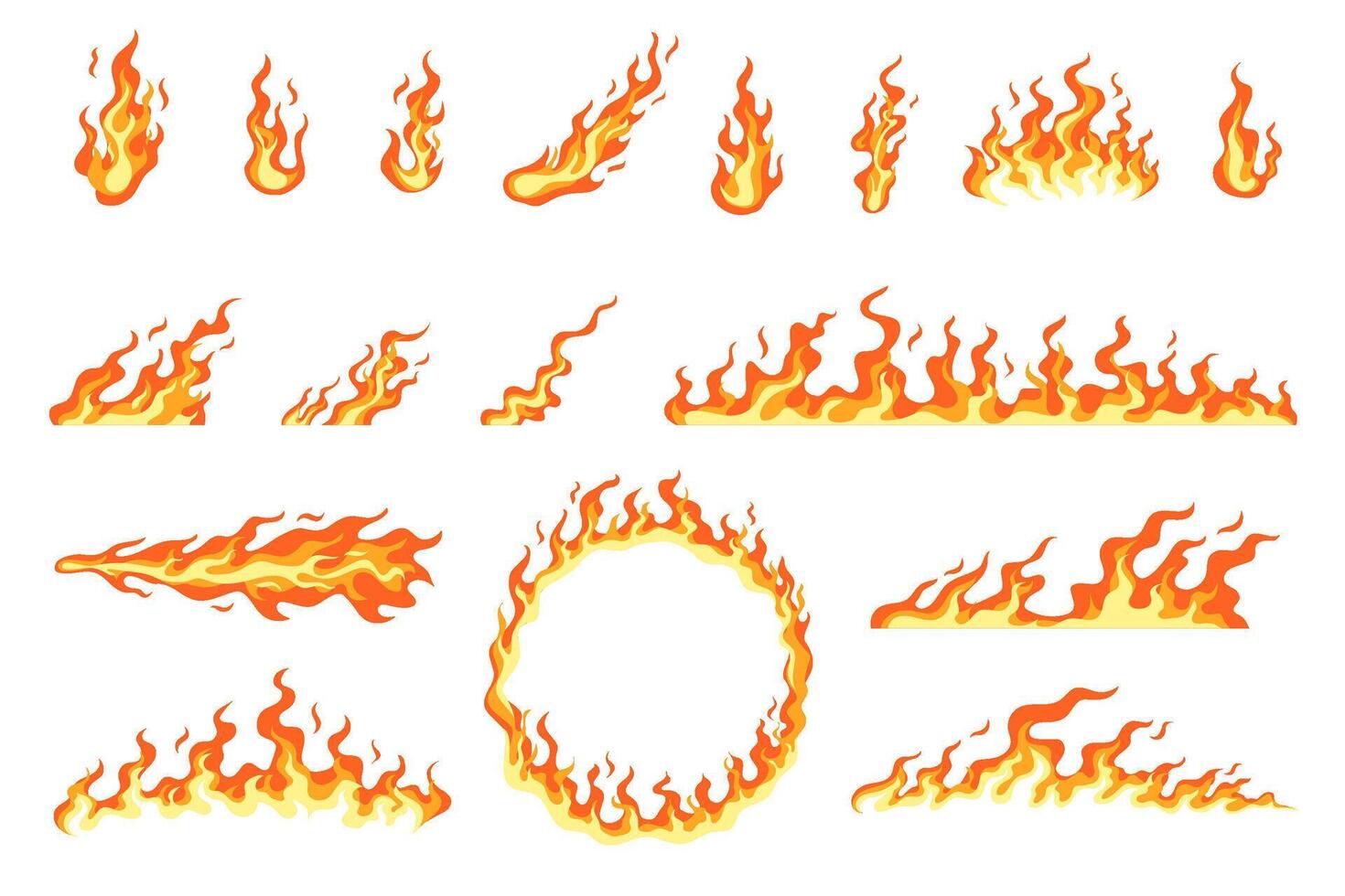 collection of fire elements in flat style vector