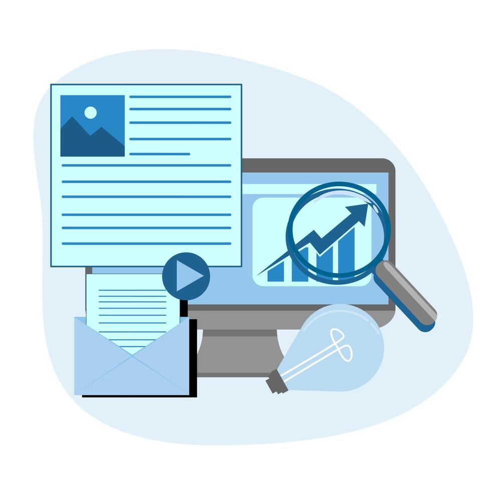 Data driven marketing concept in isometric design. vector