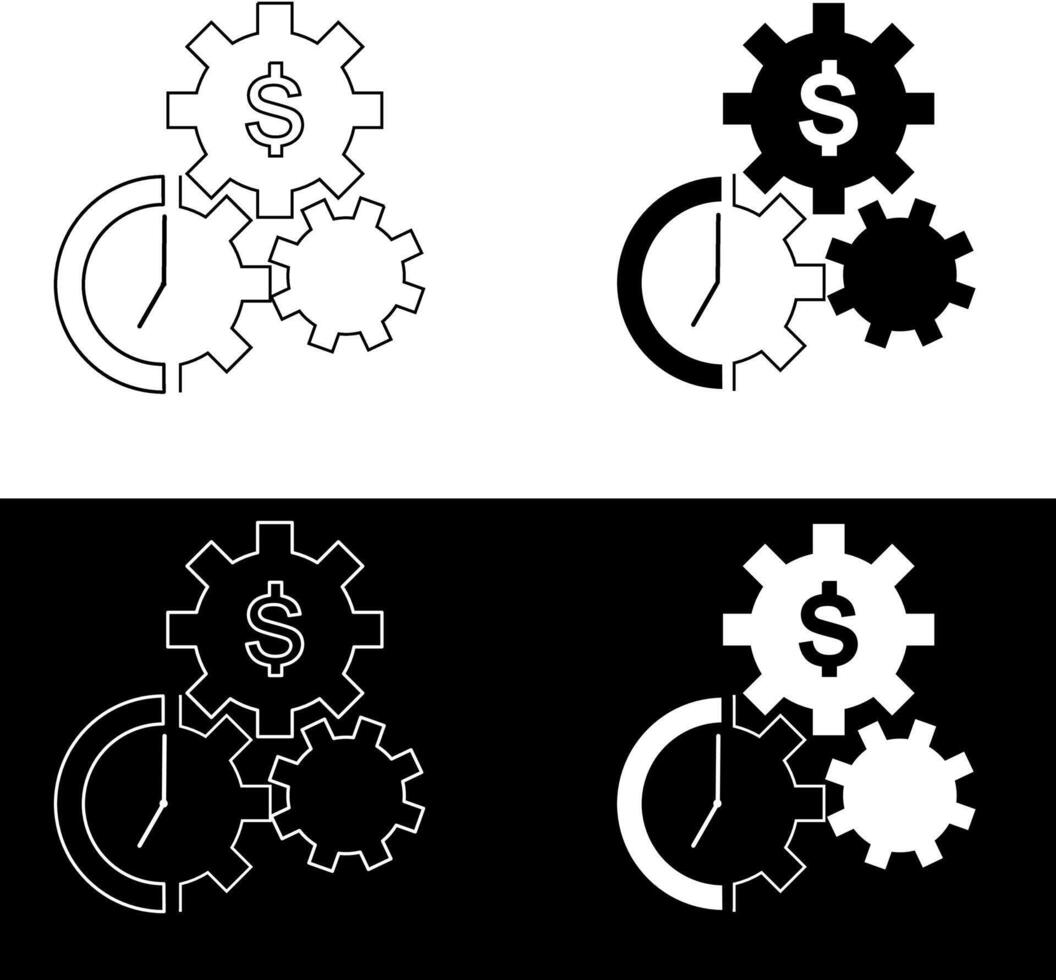A set of four icons depicting gears and money vector