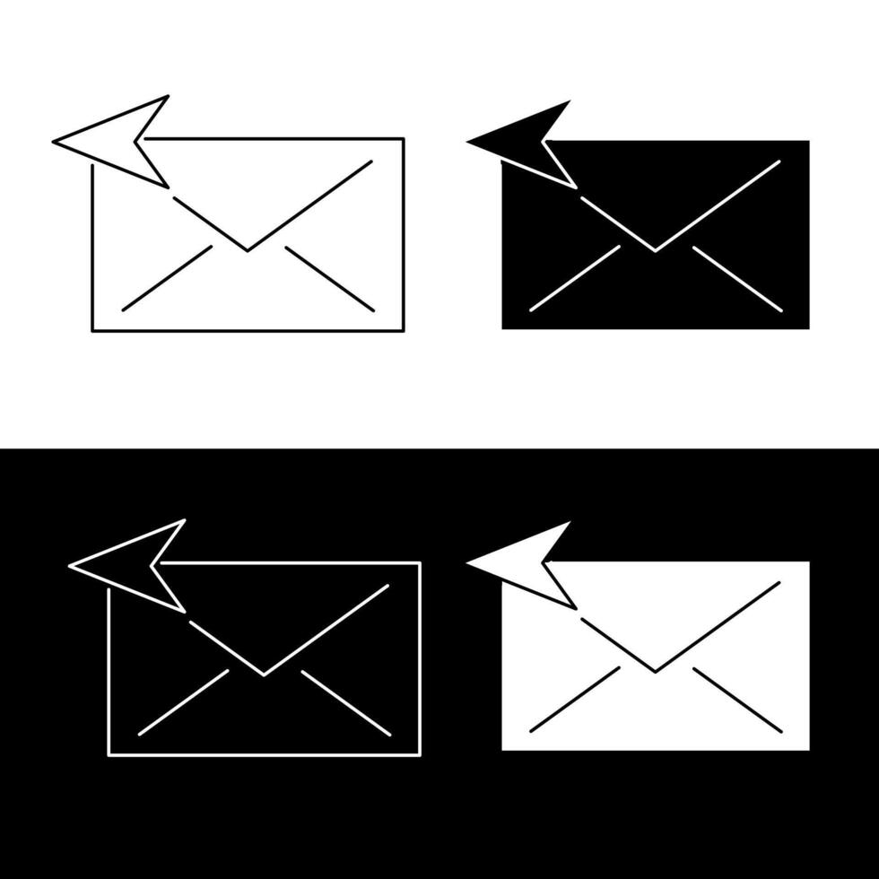 An envelope with an arrow pointing to it on a black and white background vector