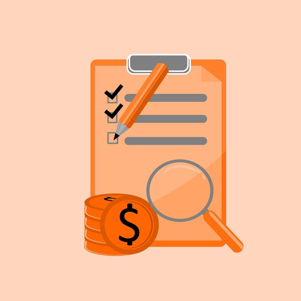 Checklist, money and pen icon vector