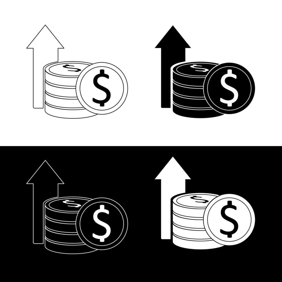 Money stack icon with arrow and dollar sign illustration vector