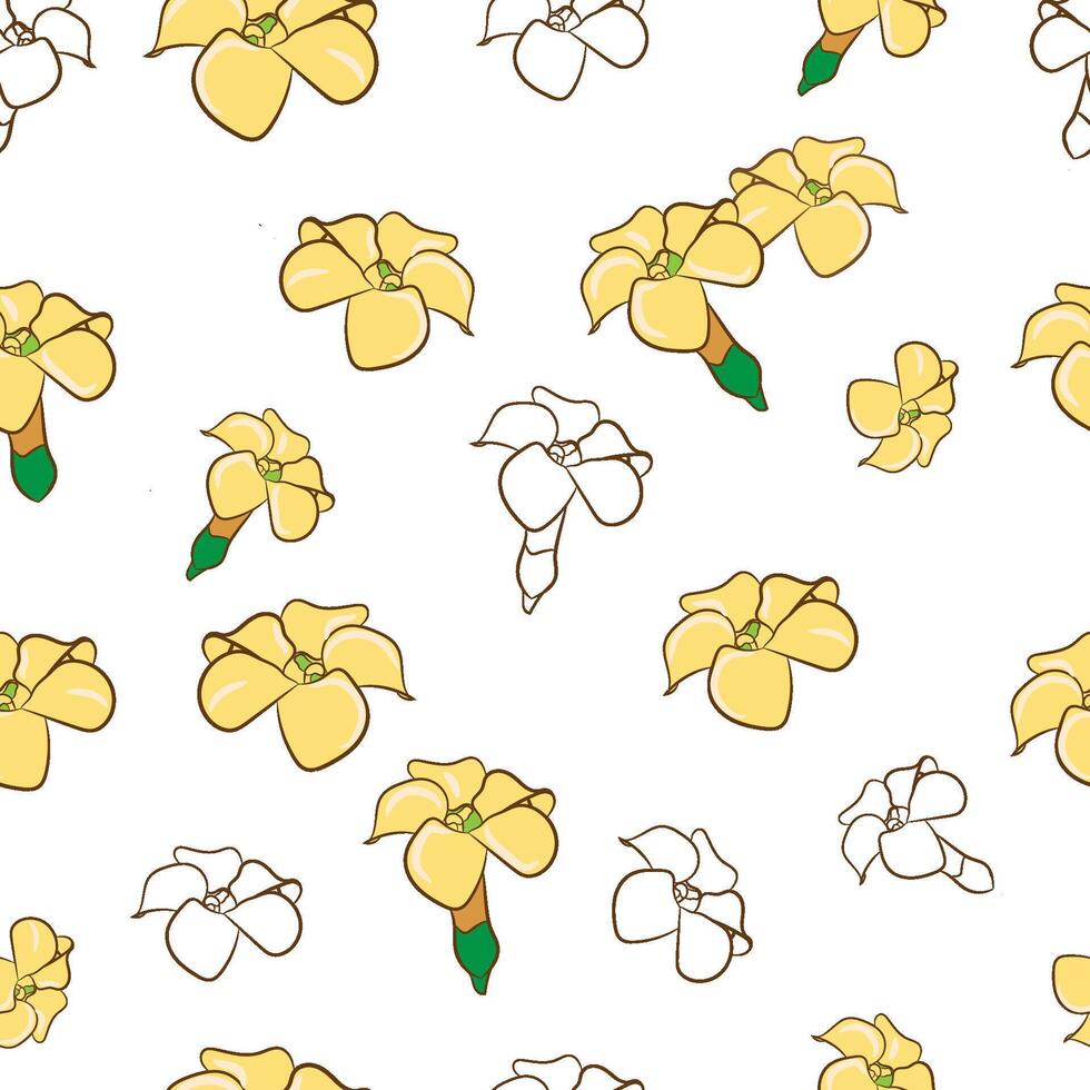 Hawaiian Hand drawing Seamless Pattern Puakenikeni illustration vector