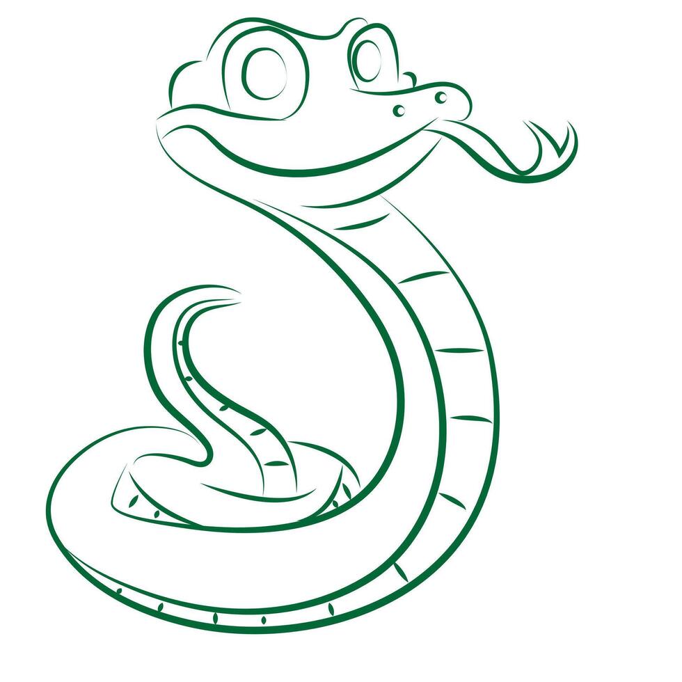 symbol of 2025 green outline of a cunning snake vector