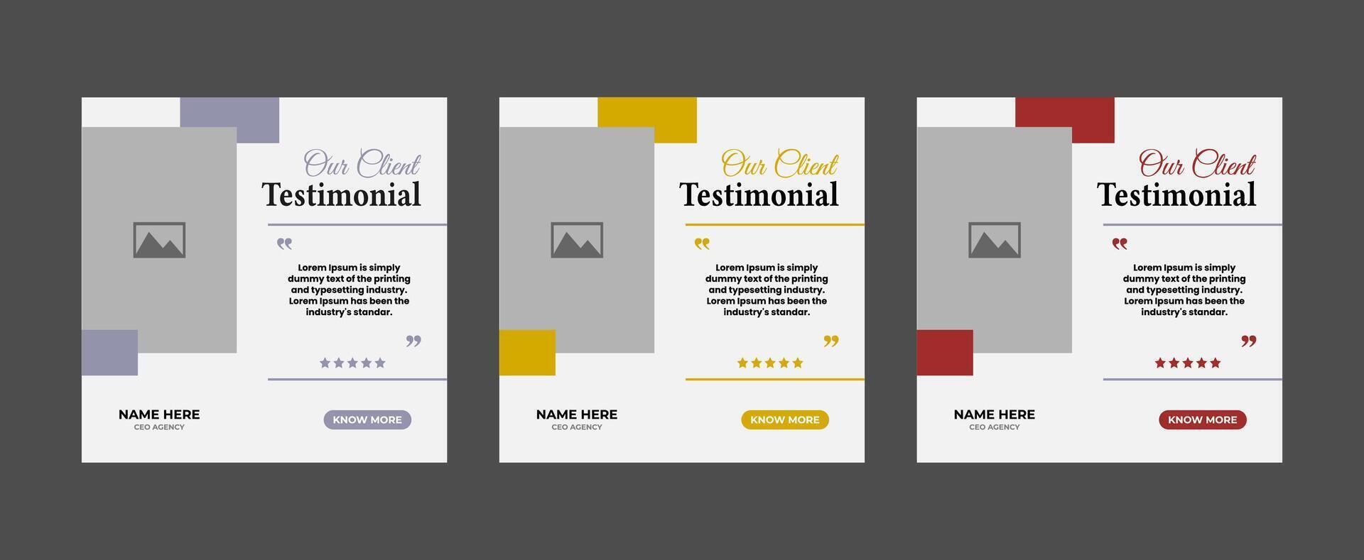 Customer testimonial social media feedback post design. vector