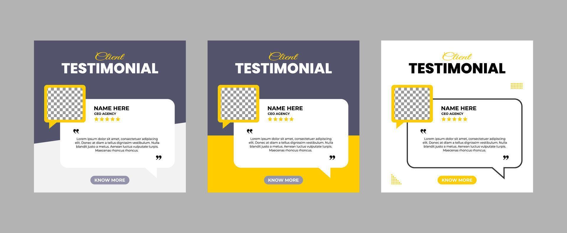 Customer testimonial social media post design. vector
