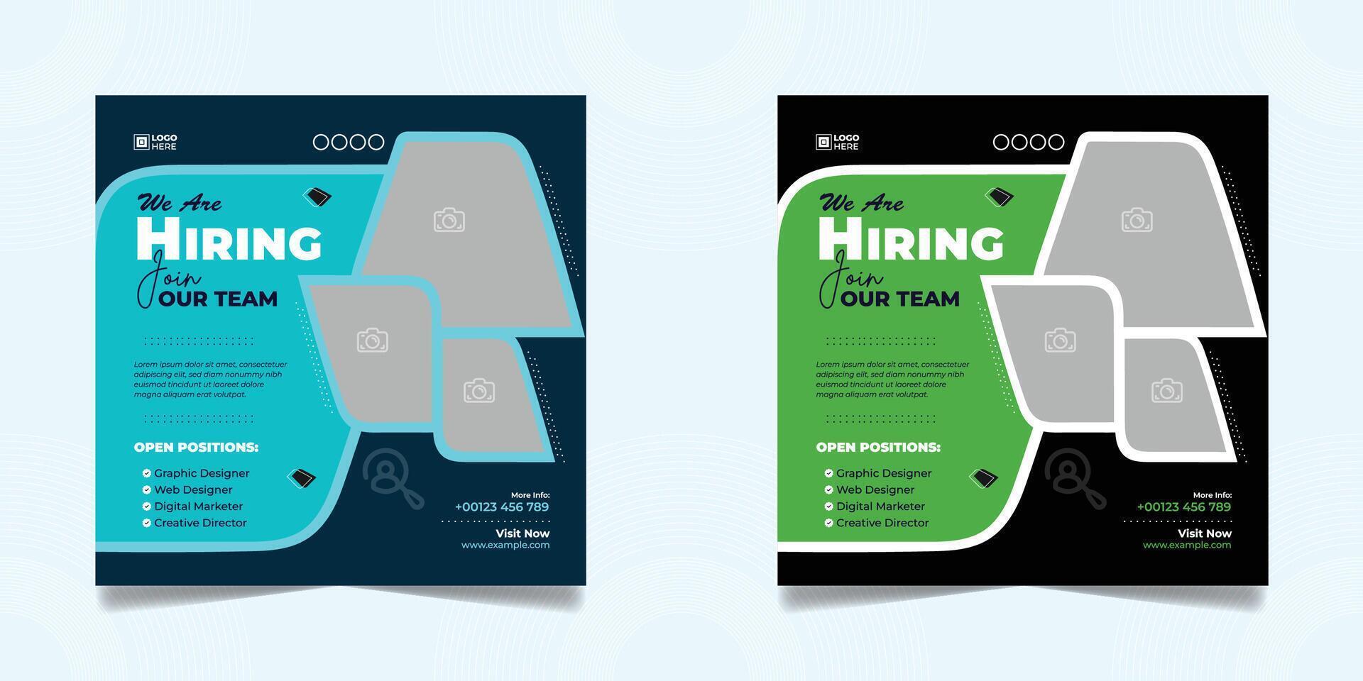 Social media post Creative two design template We are hiring vector
