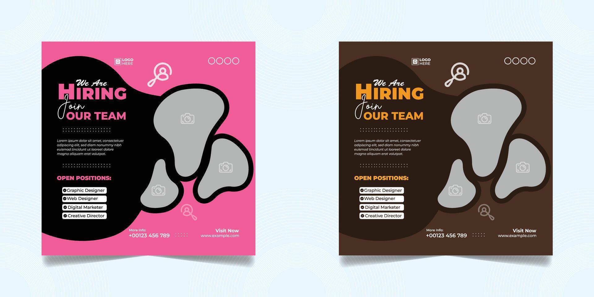 We are hiring job vacancy social media post design template vector
