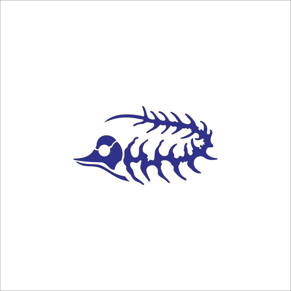 Blue fish skeleton on white background vector