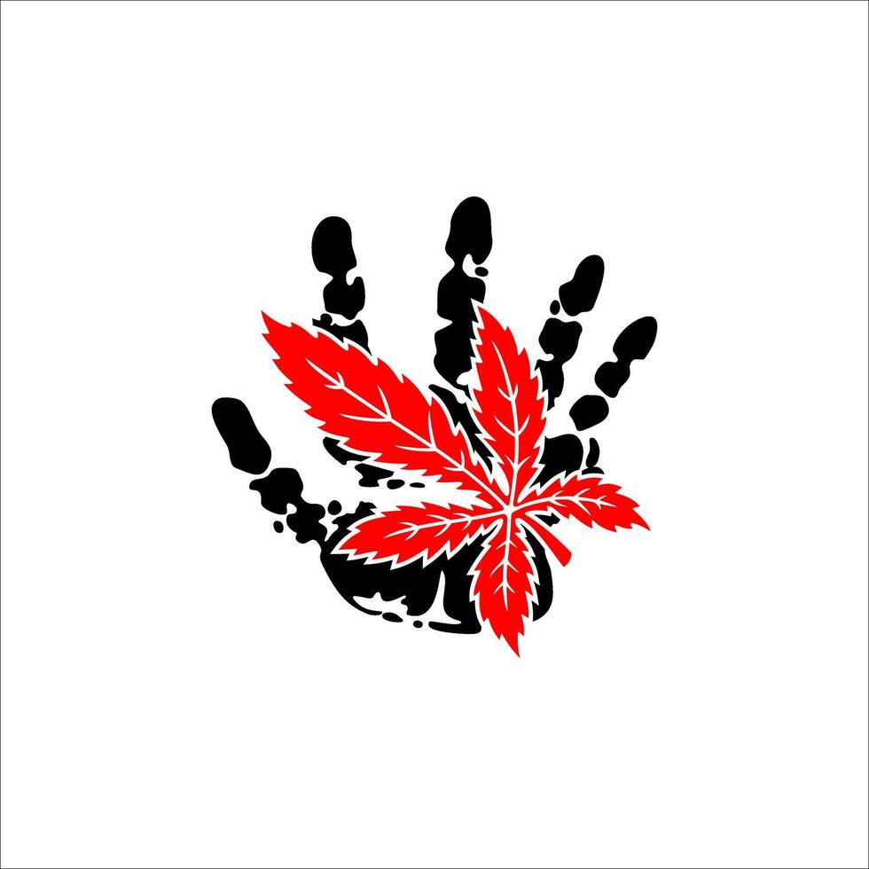 Cassava leaves on palm with white background vector