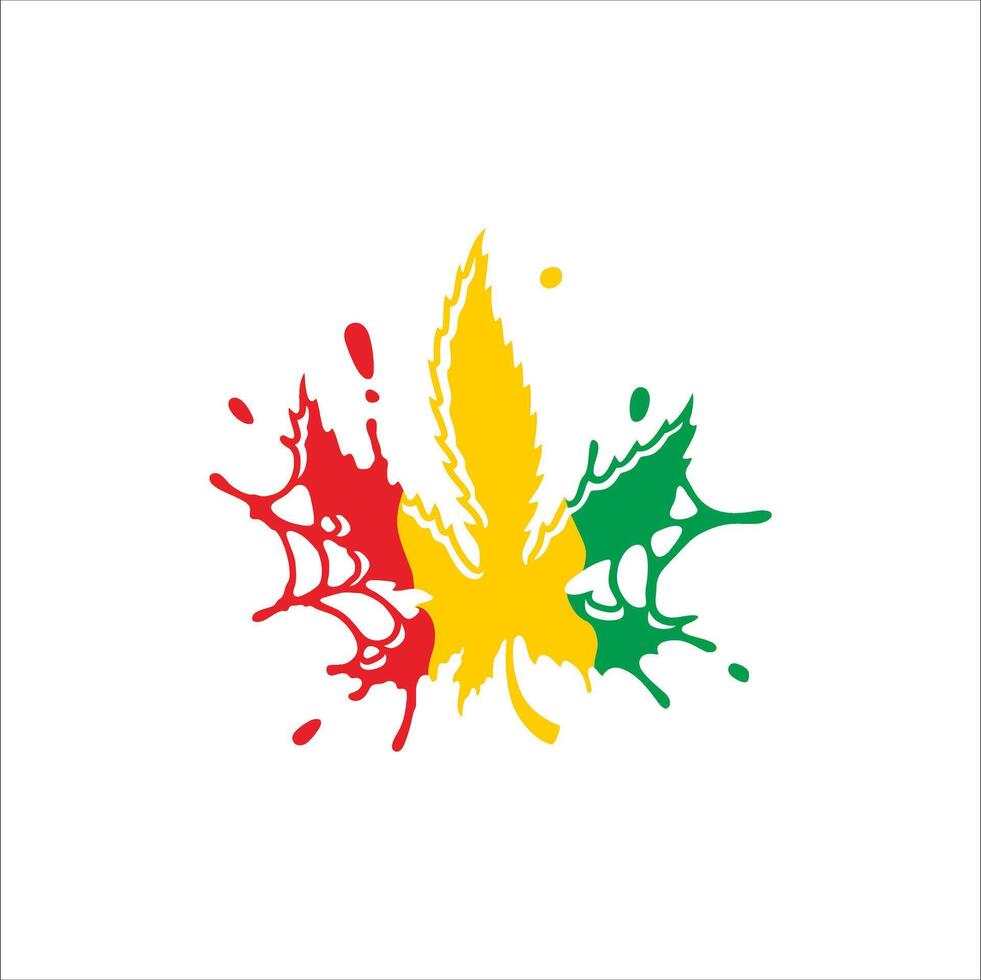 Cassava leaves in red, yellow, green with white background vector