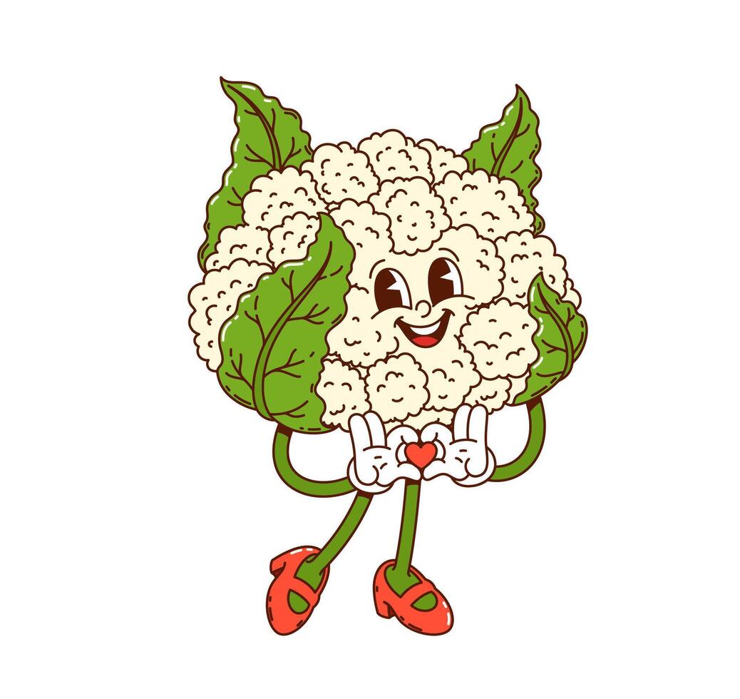 Groovy cauliflower cabbage vegetable character vector