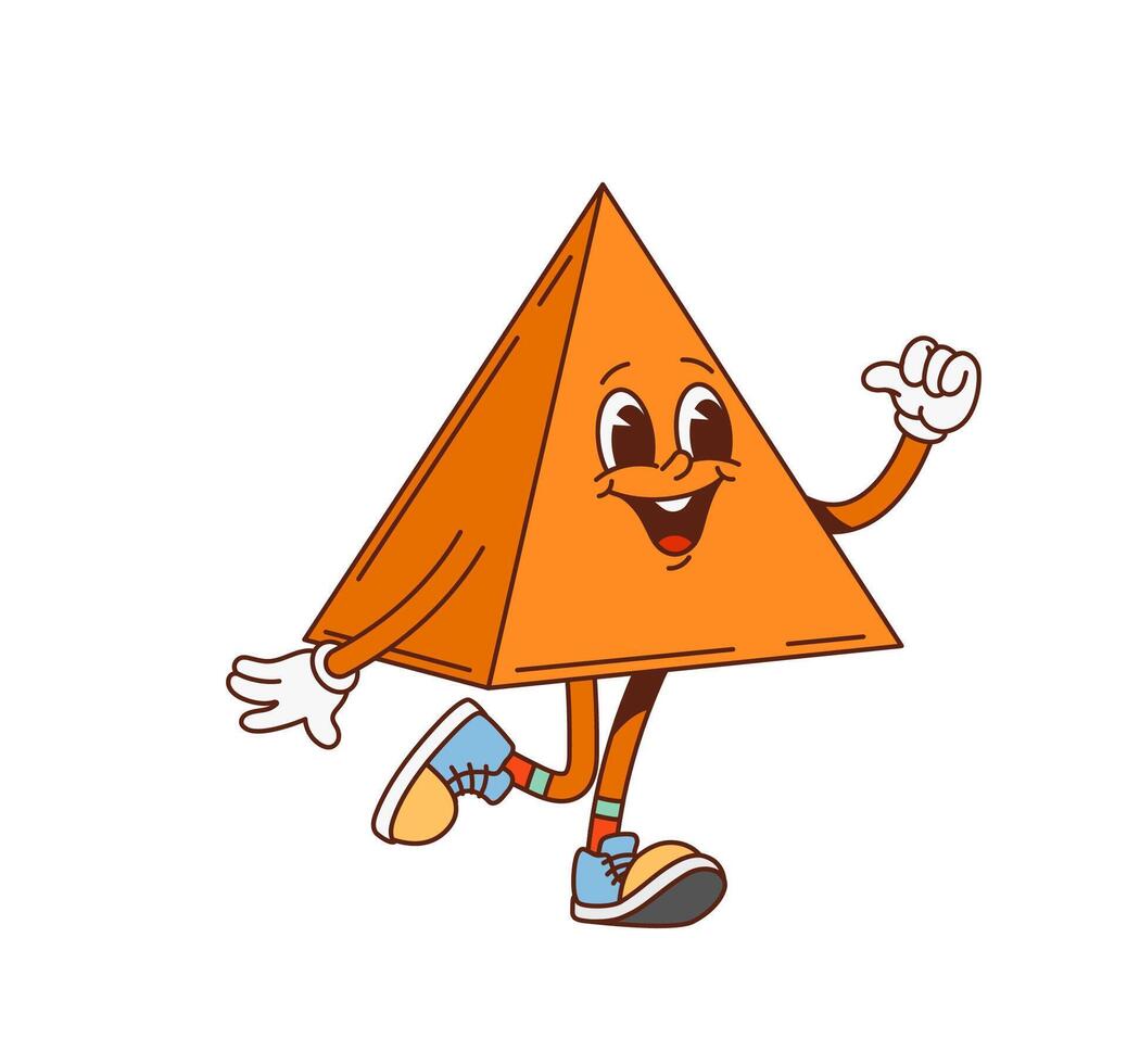 Groovy math pyramid geometric figure character vector