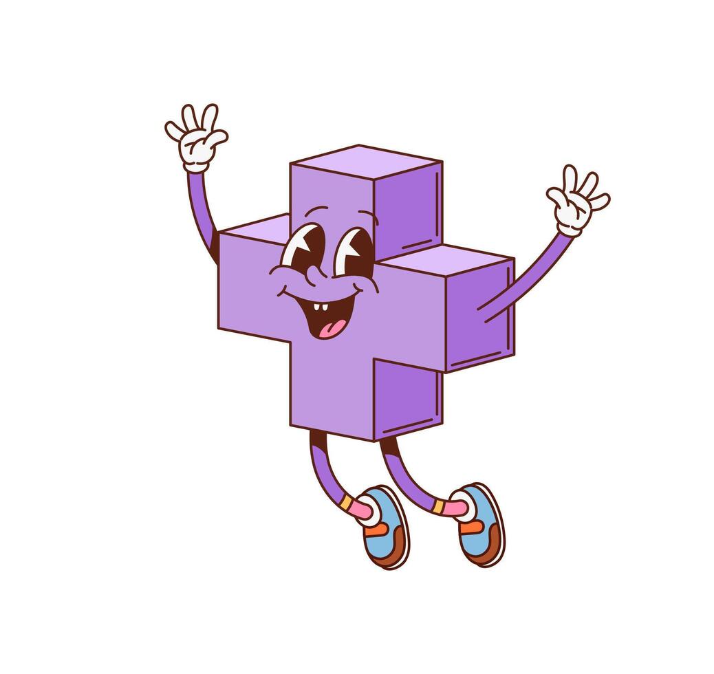 Groovy math plus geometric figure character vector