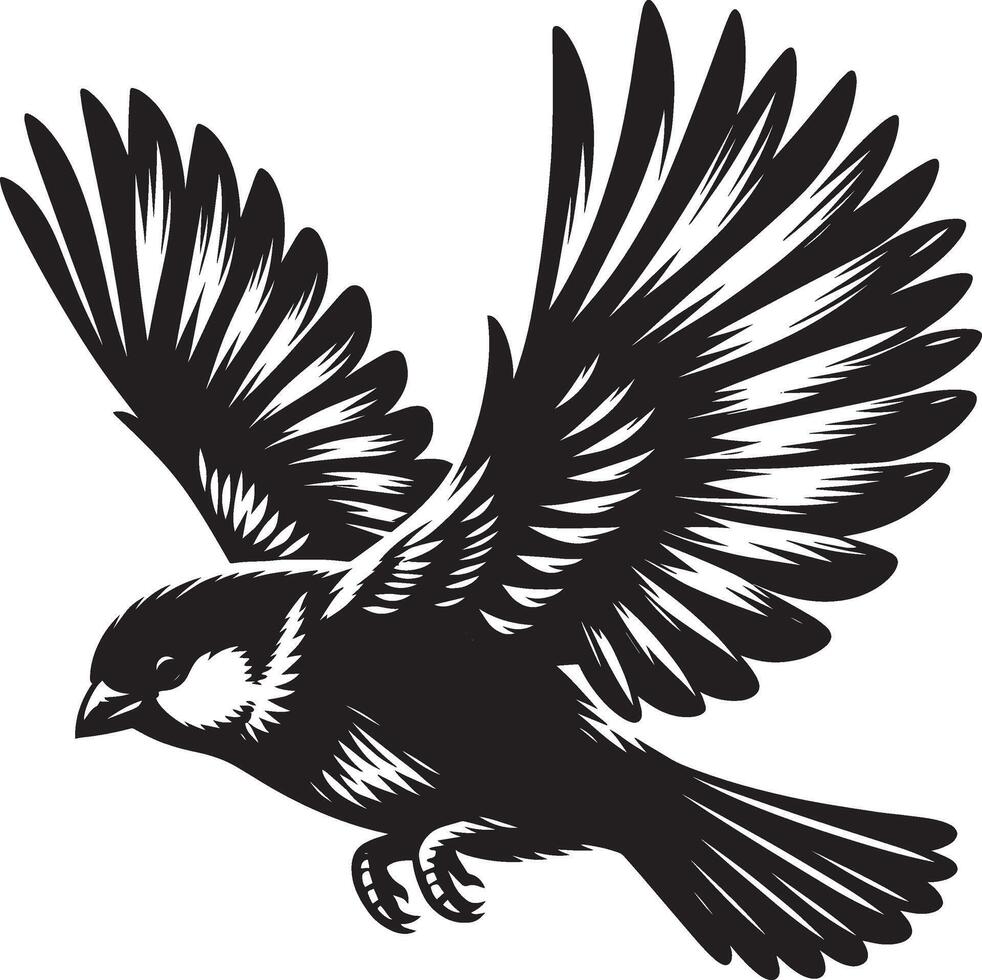 Pristine sparrow bird profile on clear white canvas vector