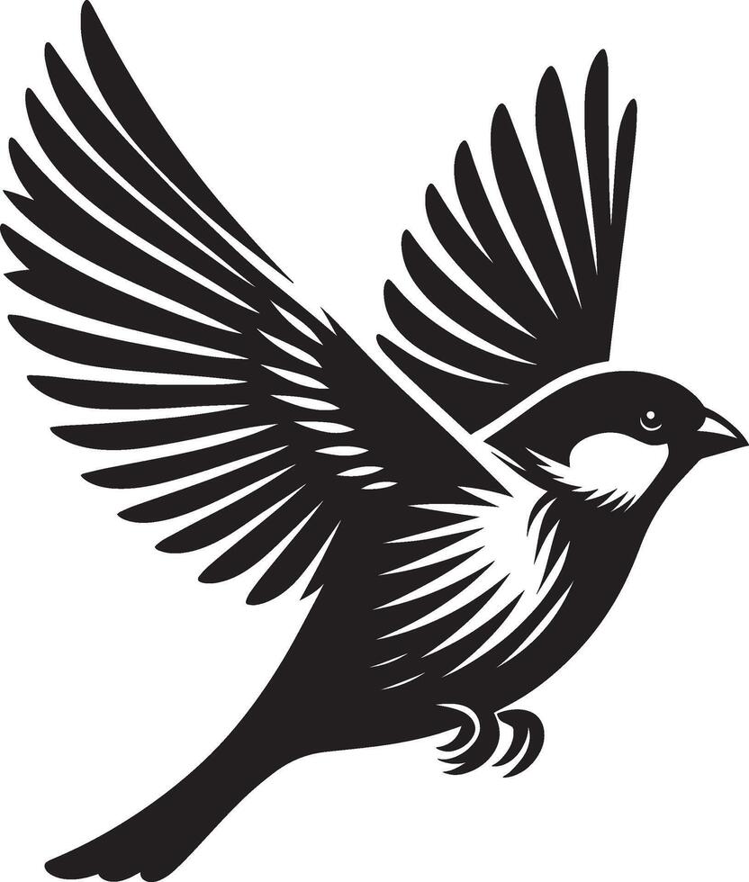 Tidy sparrow bird silhouette art on blank backdrop vector