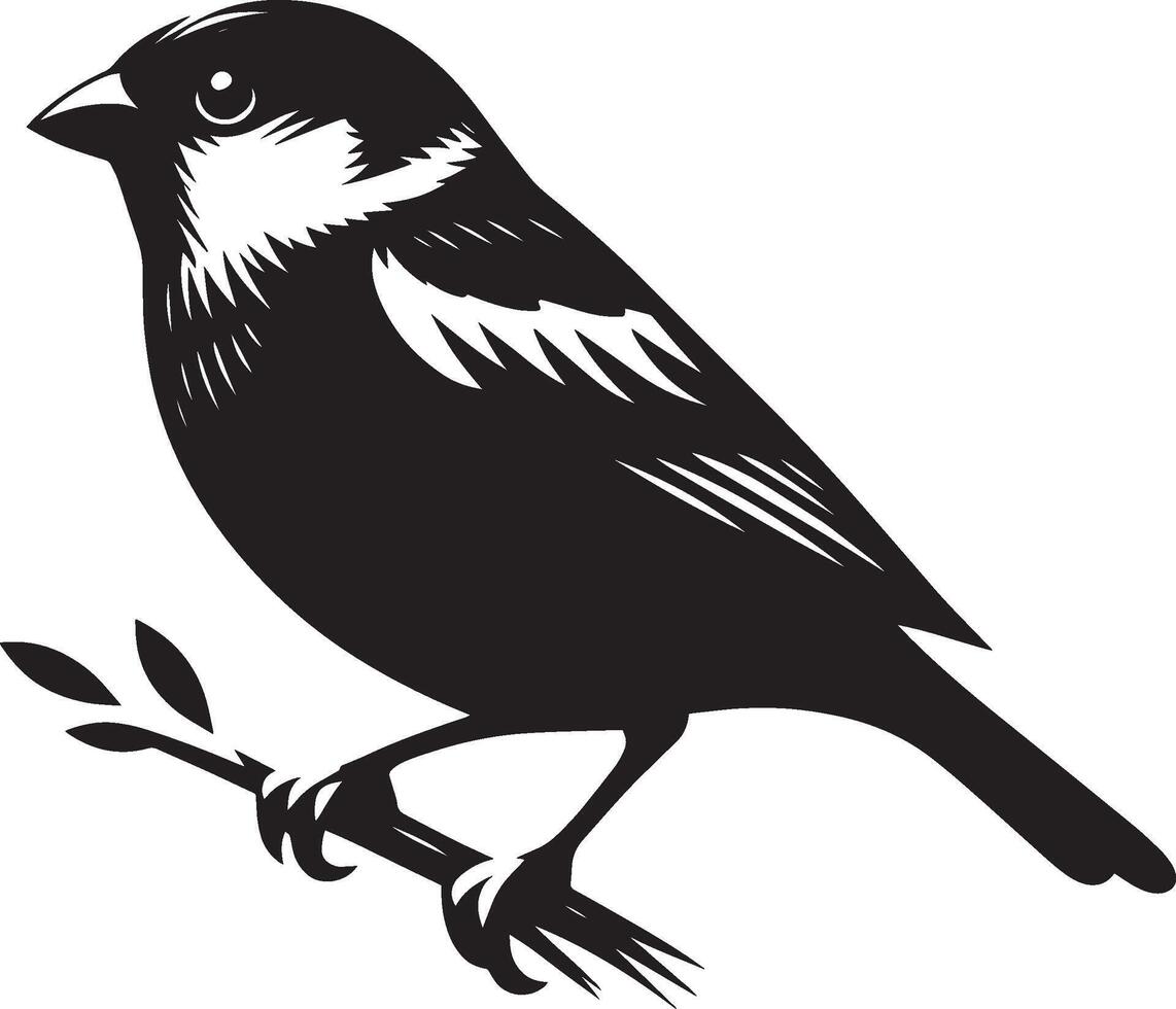 Graceful sparrow silhouette design on blank canvas vector