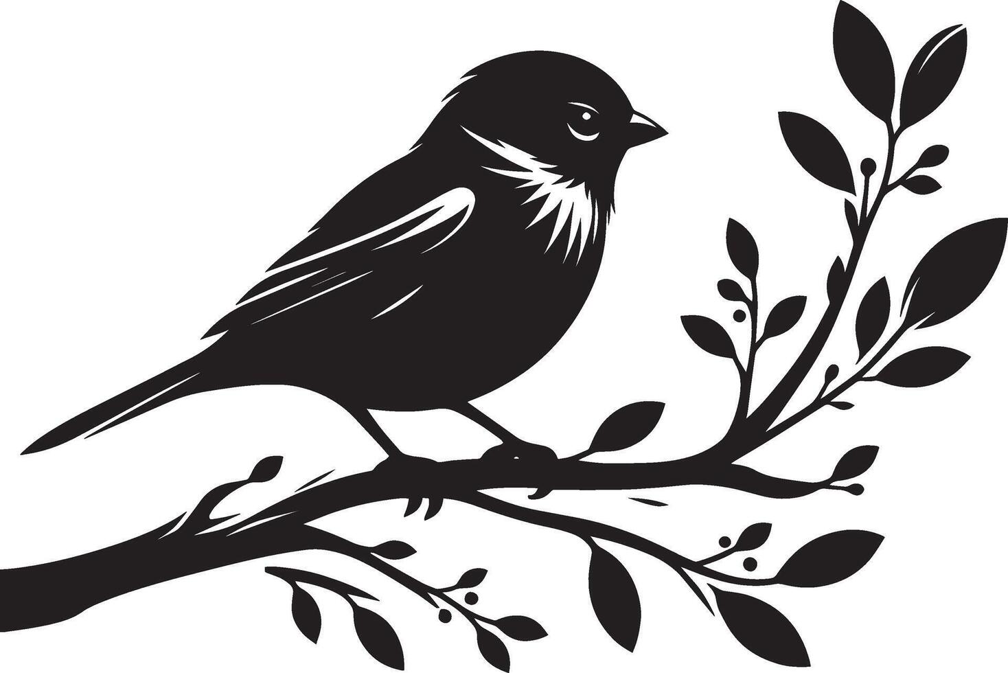 Sleek sparrow bird outline art on white vector