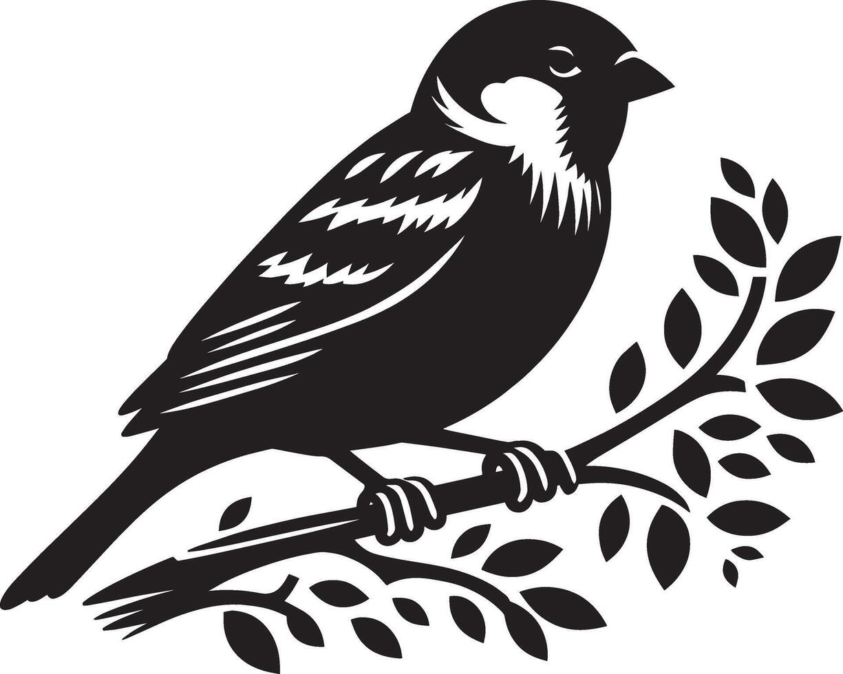 Direct sparrow bird silhouette on white background vector