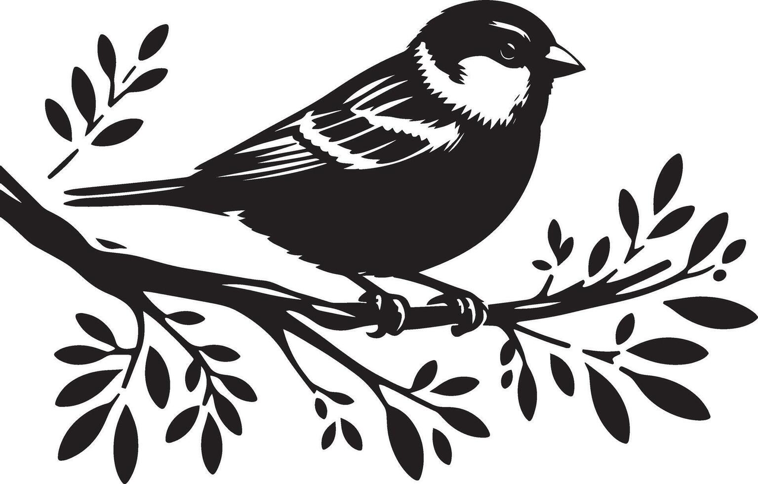 Uncluttered sparrow bird shape art on white vector