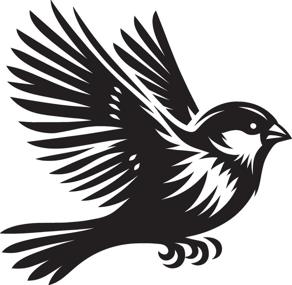 Smooth sparrow bird profile on a clear backdrop vector