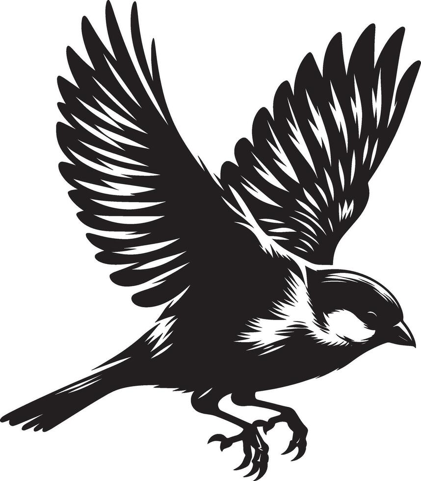 Distinct sparrow bird silhouette on simple background vector