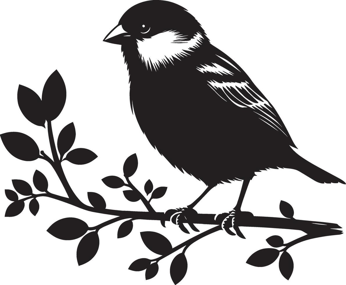 Gentle sparrow bird outline art on a blank setting vector