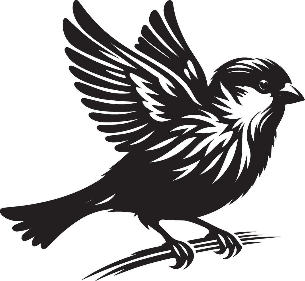 Minimalist sparrow bird silhouette design on plain backdrop vector